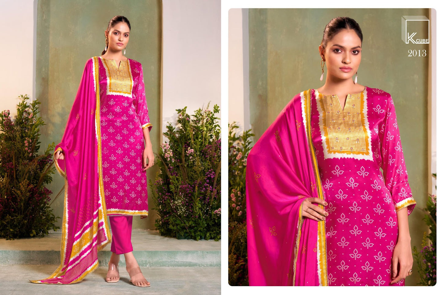 Rajvika K Cube Gaji Silk Pant Style Suits Supplier Ahmedabad