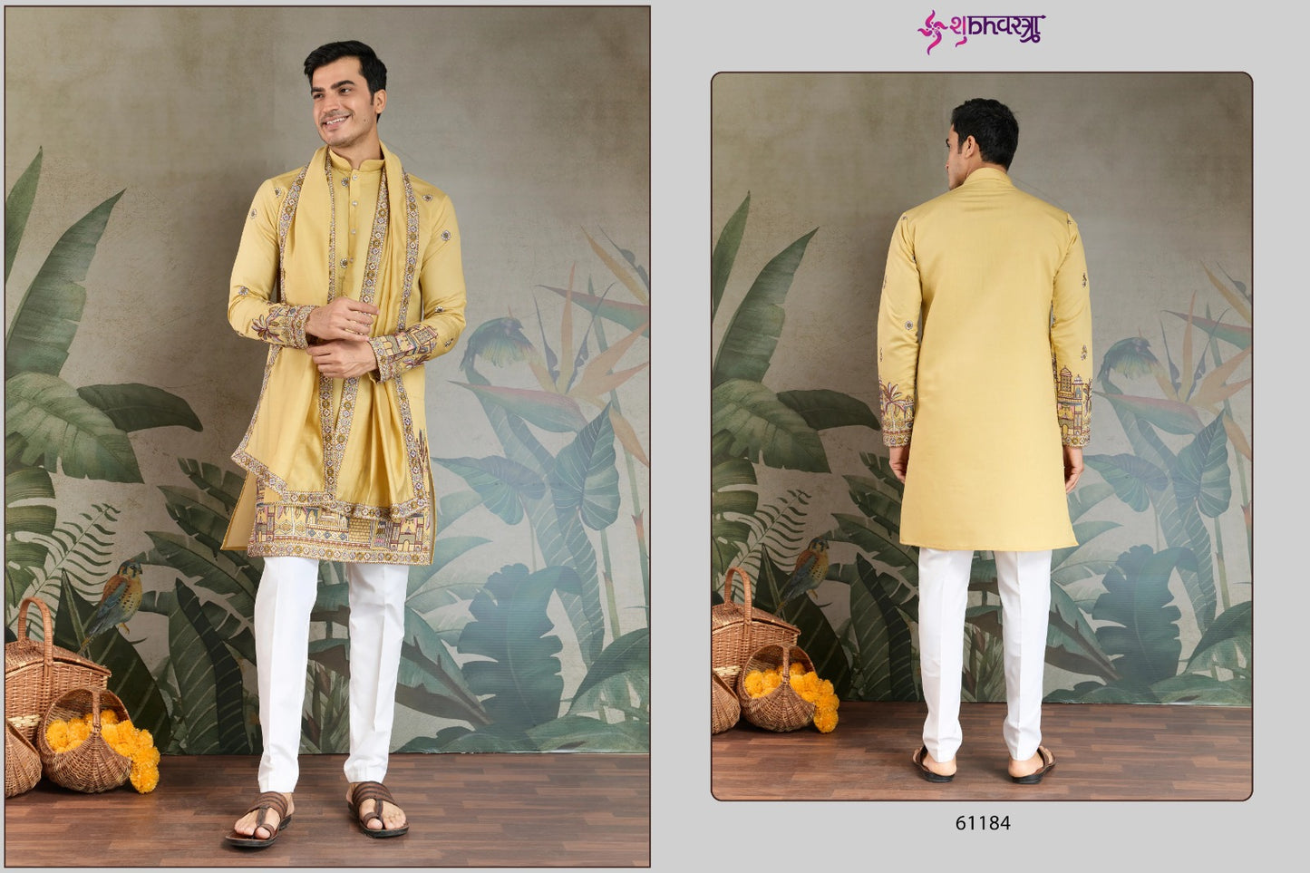 Rajwada Attire 3 Shubhvastra Viscose Silk Mens Kurta Dupatta Supplier Gujarat