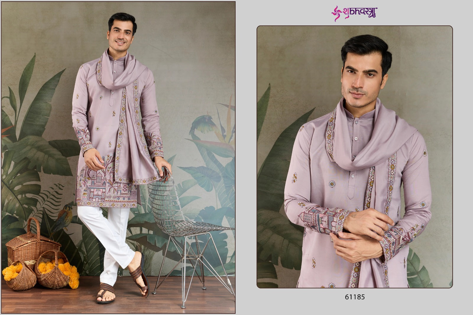 Rajwada Attire 3 Shubhvastra Viscose Silk Mens Kurta Dupatta Supplier Gujarat