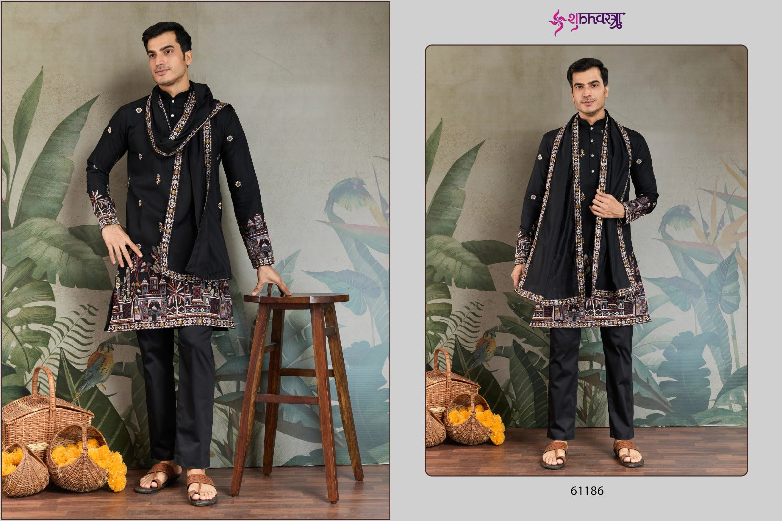 Rajwada Attire 3 Shubhvastra Viscose Silk Mens Kurta Dupatta Supplier Gujarat