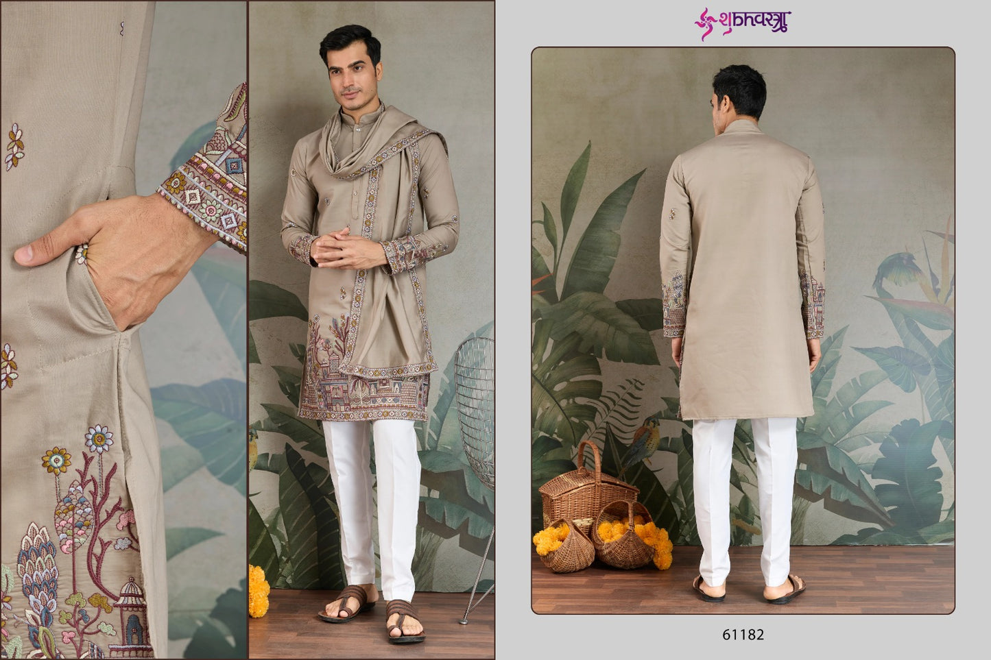 Rajwada Attire 3 Shubhvastra Viscose Silk Mens Kurta Dupatta Supplier Gujarat