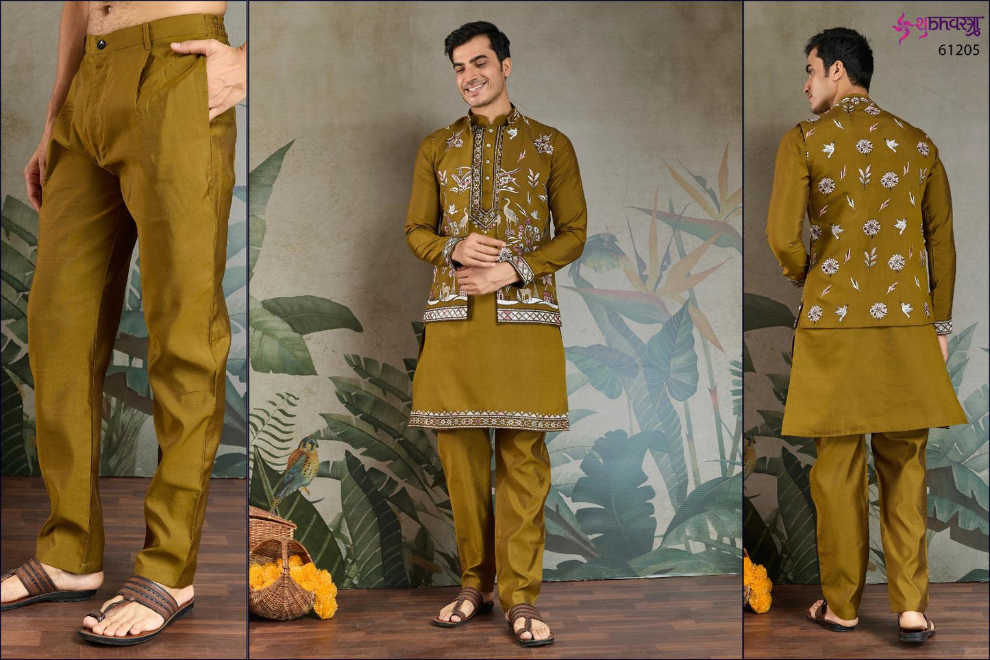 Rajwada Attire 4 With Jacket Shubhvastra Viscose Silk Mens Kurta Pajama Wholesale Rate