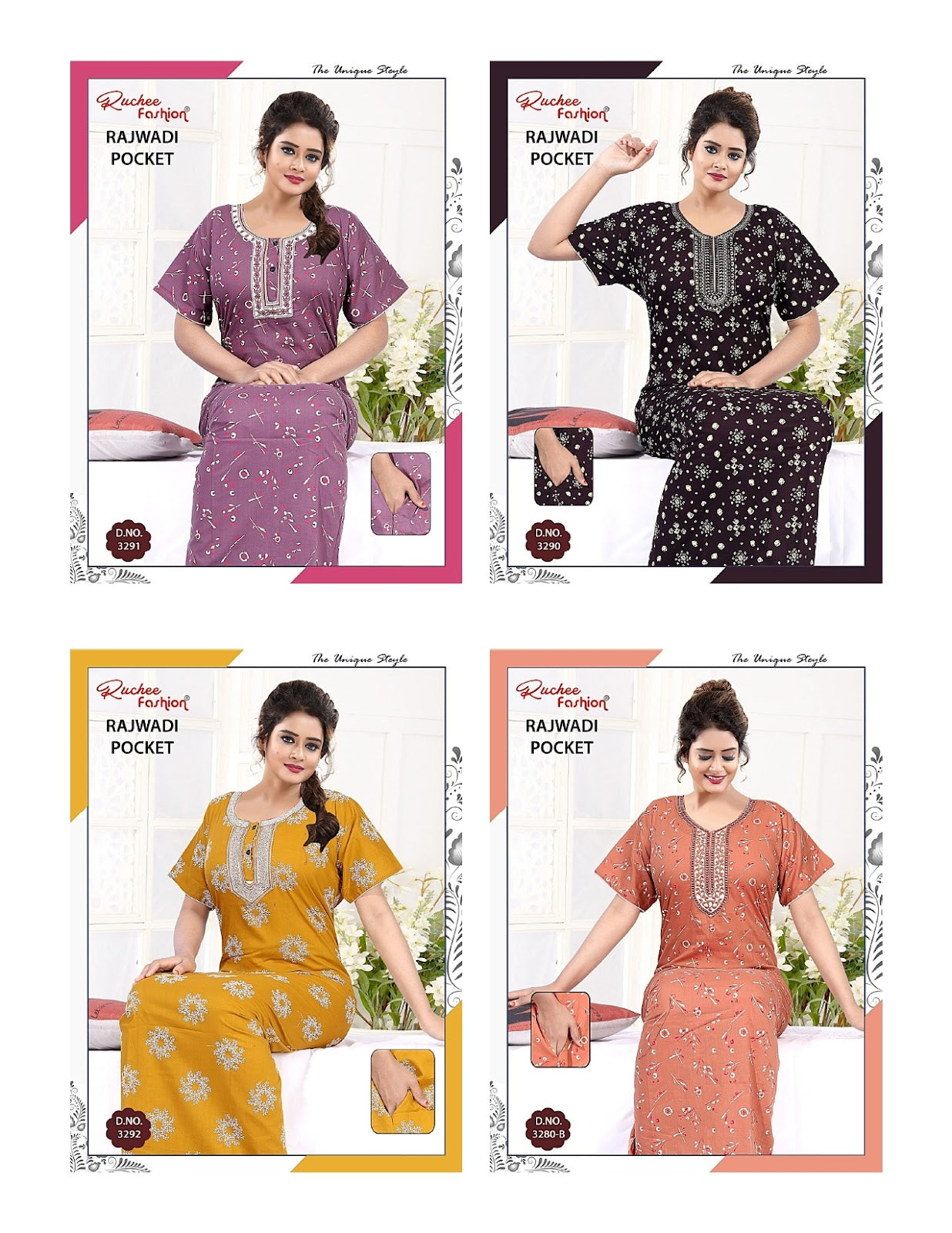 Rajwadi 060625 Ruchee Fashion Night Gowns Supplier India