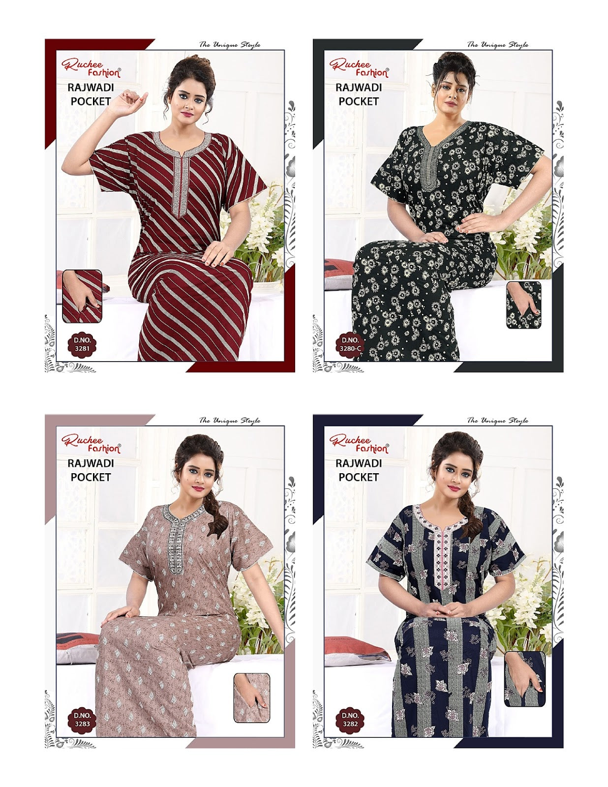 Rajwadi 060625 Ruchee Fashion Night Gowns Supplier India