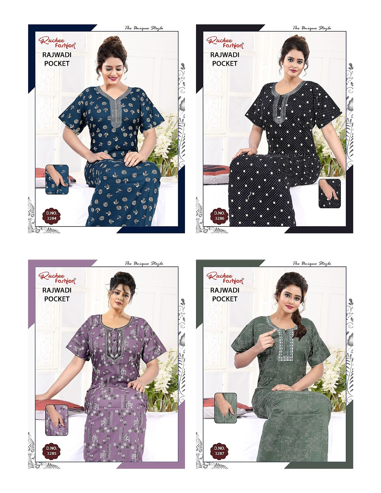 Rajwadi 060625 Ruchee Fashion Night Gowns Supplier India