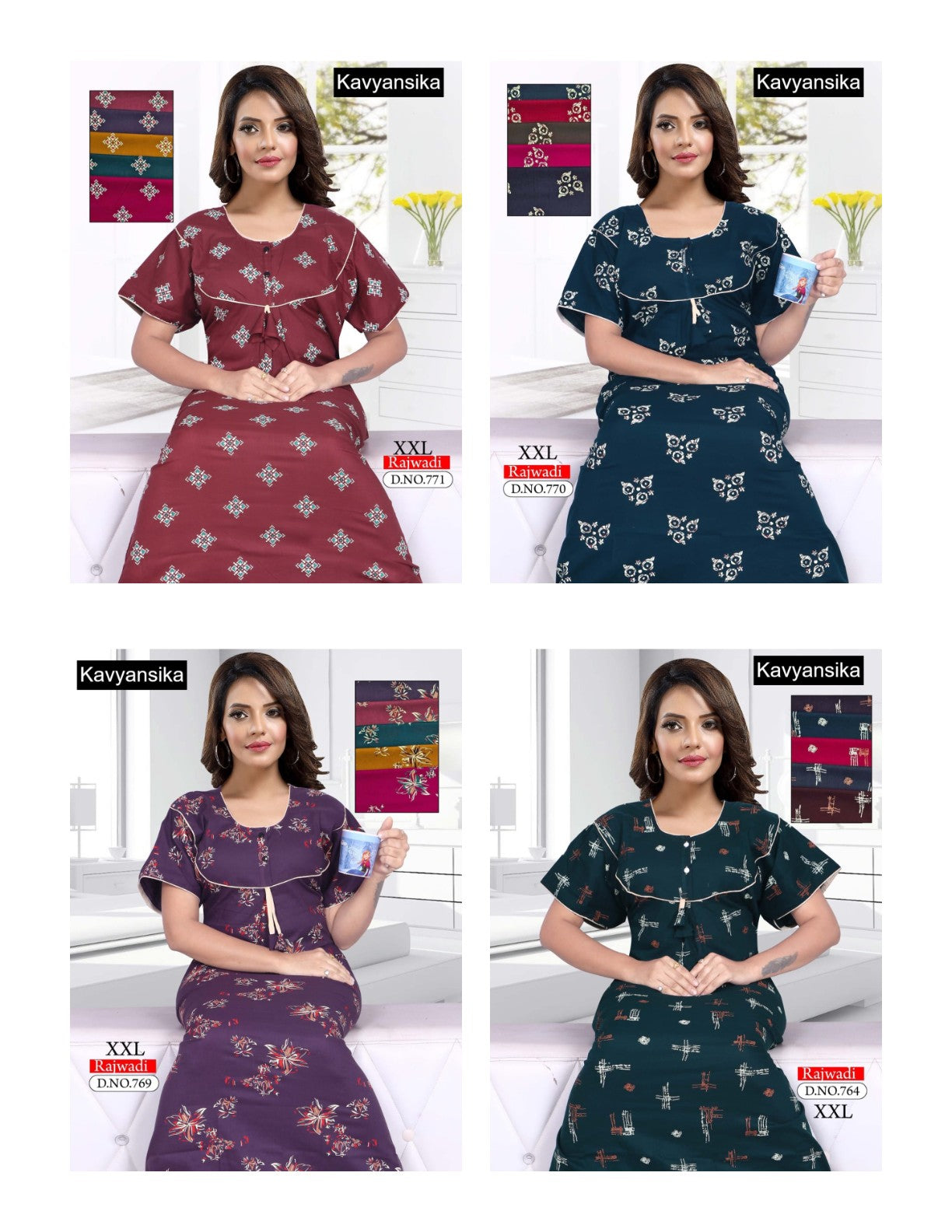 Rajwadi 2Xl Kavyansika Cotton Night Gowns Exporter Gujarat