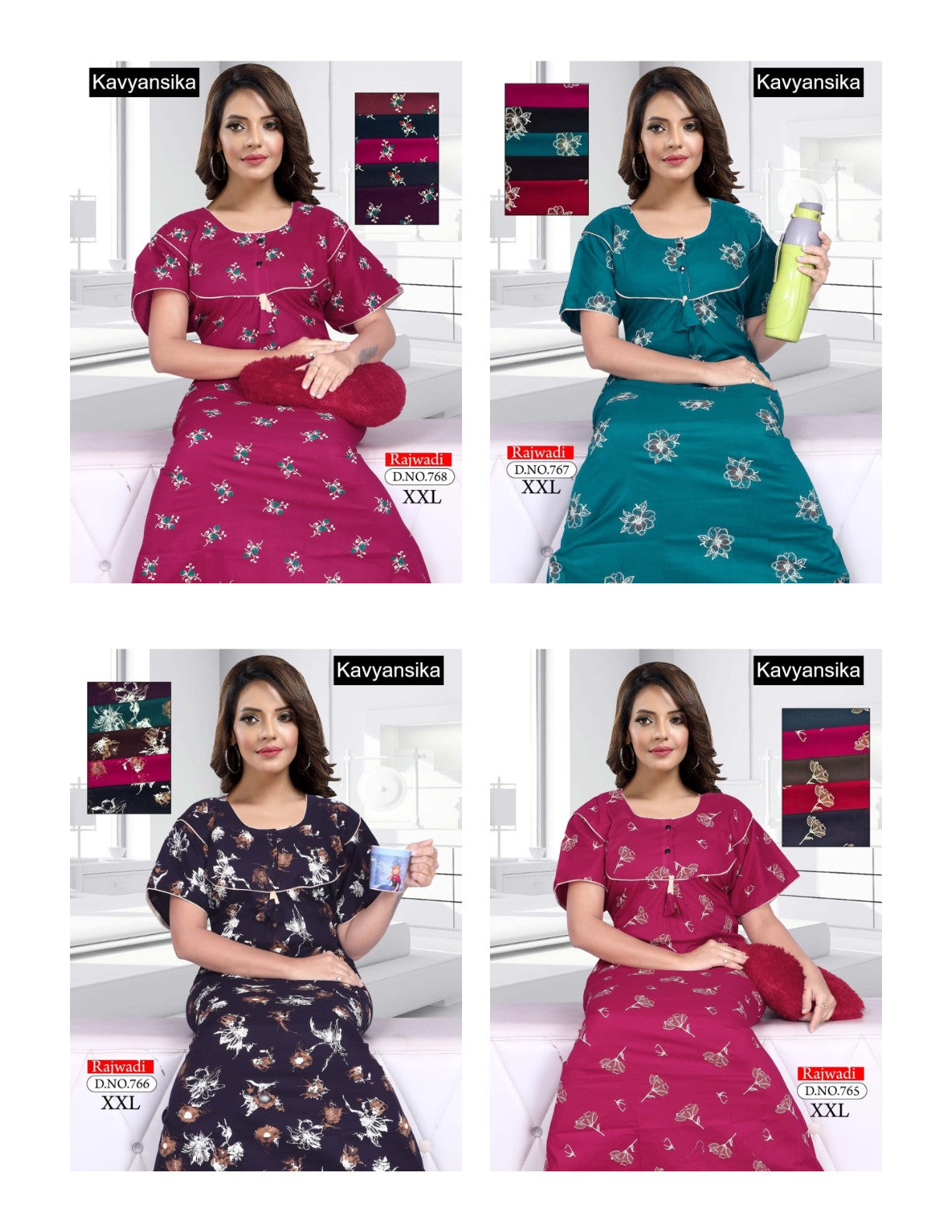 Rajwadi 2Xl Kavyansika Cotton Night Gowns Exporter Gujarat