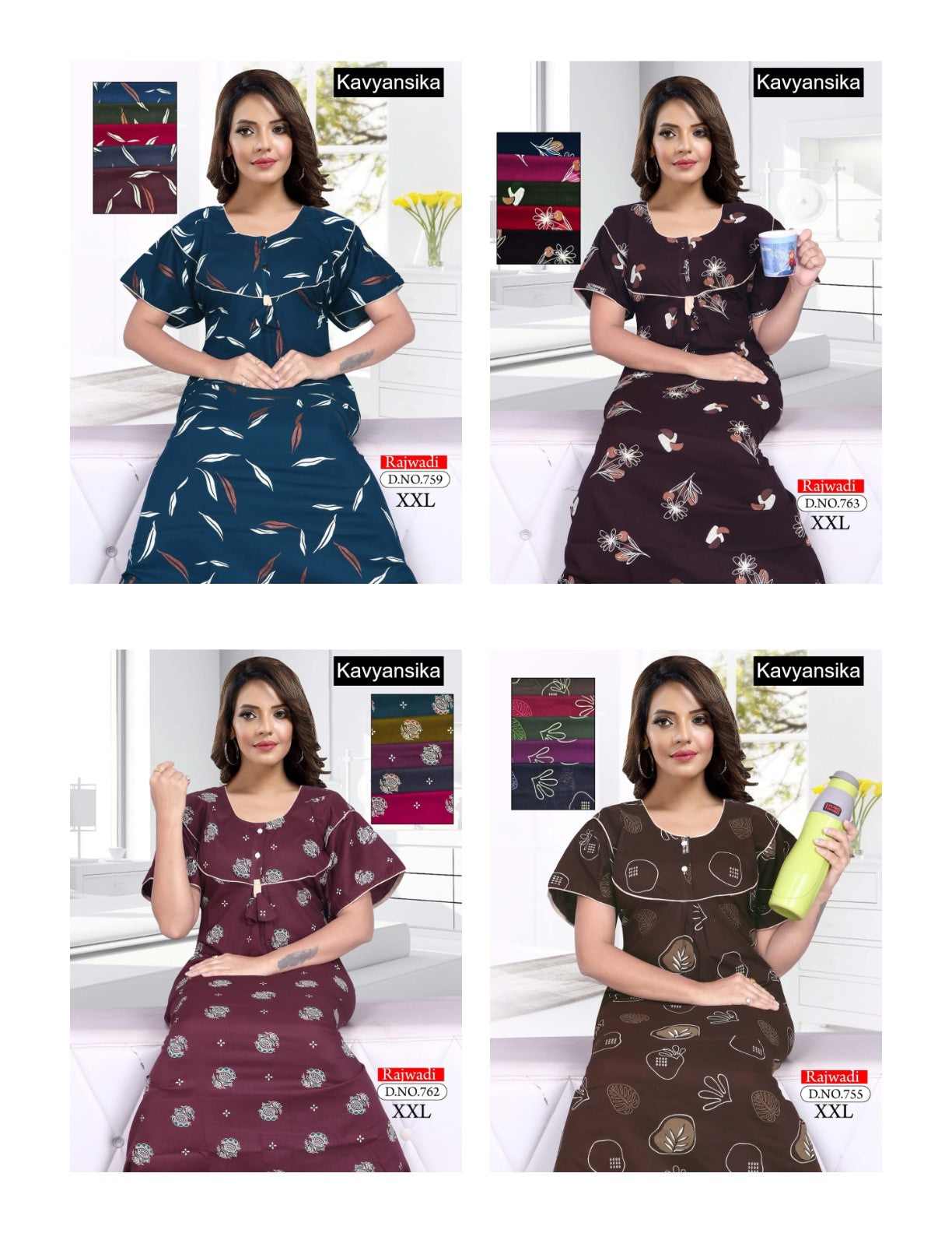 Rajwadi 2Xl Kavyansika Cotton Night Gowns Exporter Gujarat