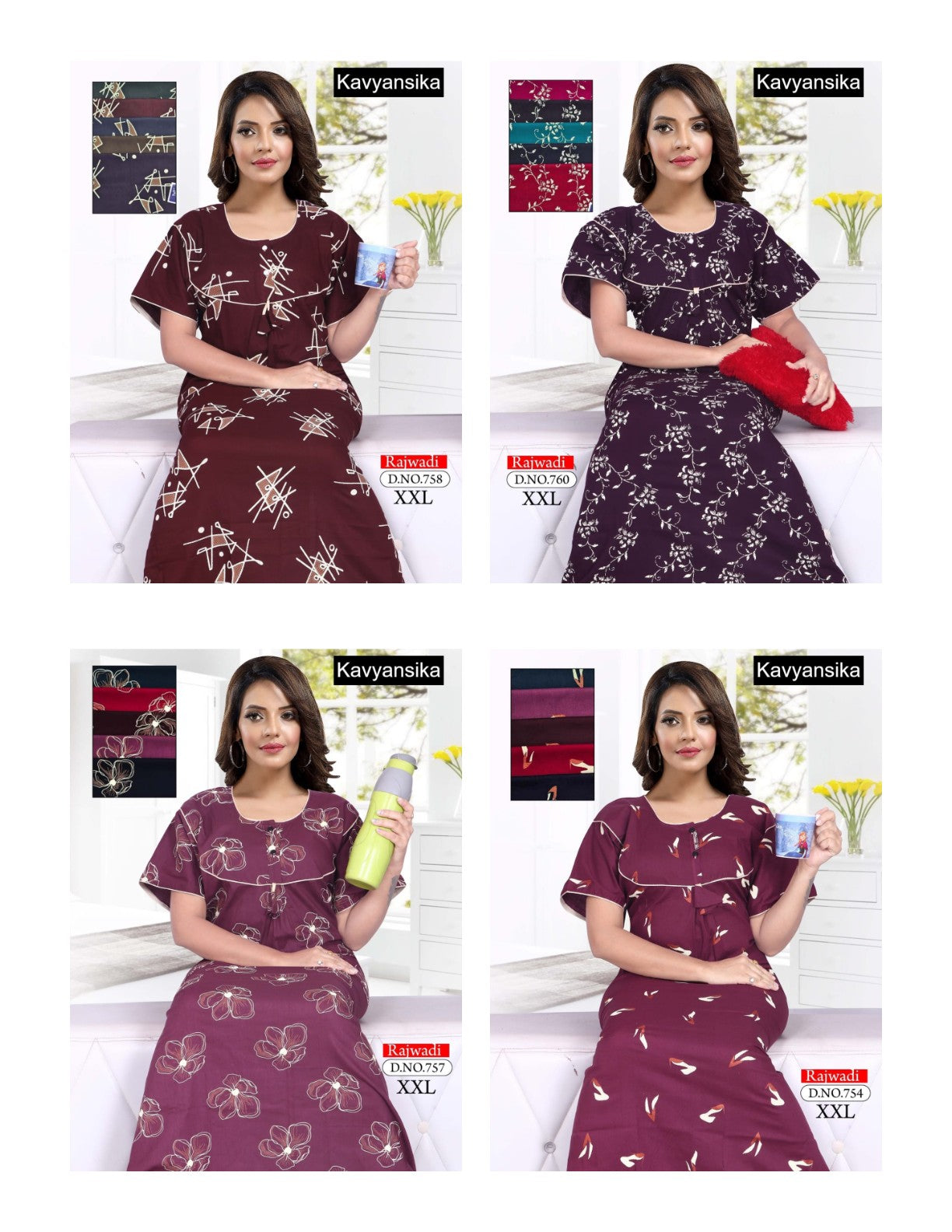 Rajwadi 2Xl Kavyansika Cotton Night Gowns Exporter Gujarat