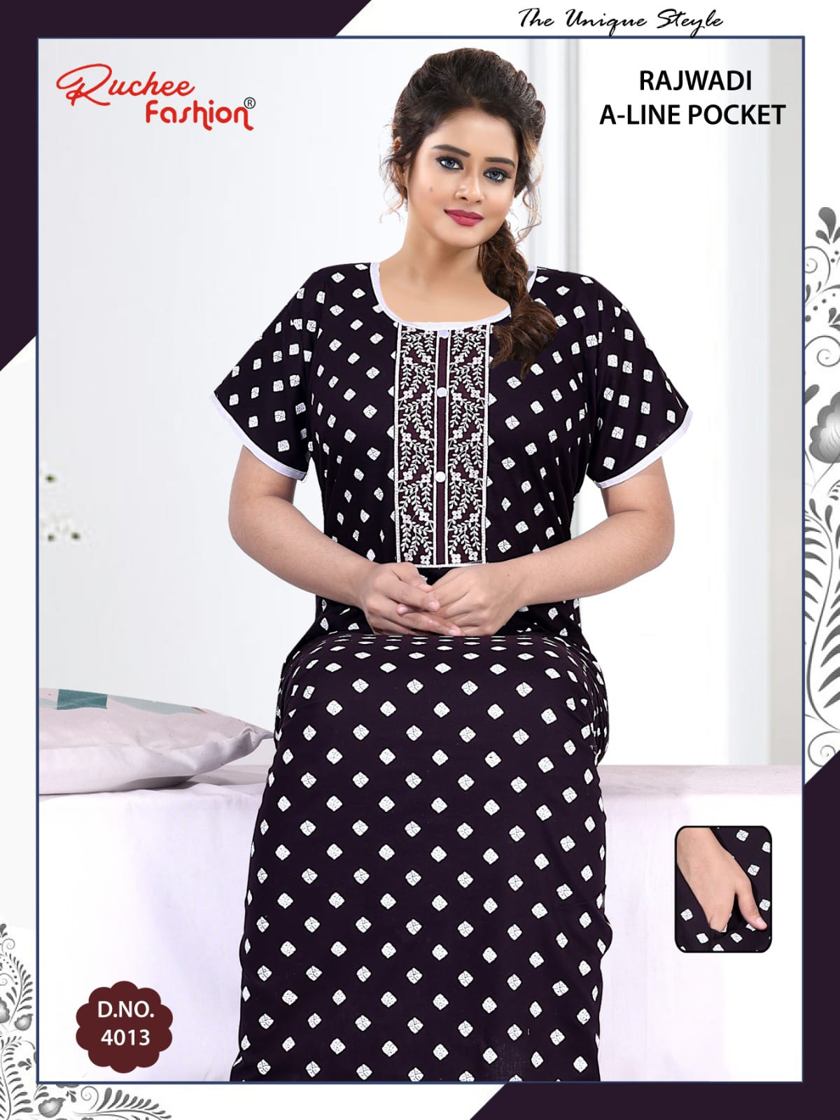 Rajwadi A-Line Ruchee Fashion Cotton Night Gowns Supplier