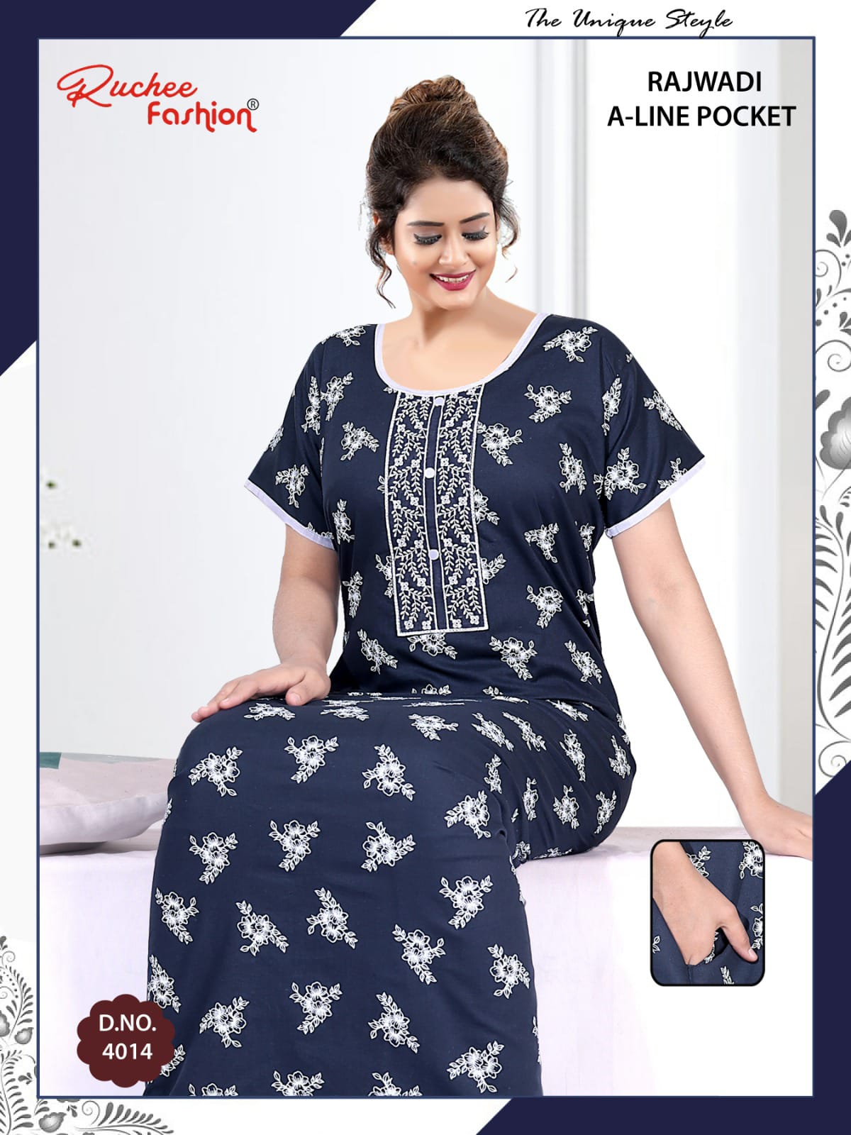 Rajwadi A-Line Ruchee Fashion Cotton Night Gowns Supplier
