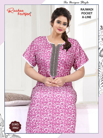 Rajwadi A-Line Ruchee Fashion Cotton Night Gowns Supplier