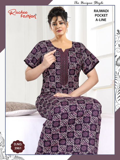 Rajwadi A-Line Ruchee Fashion Cotton Night Gowns Supplier
