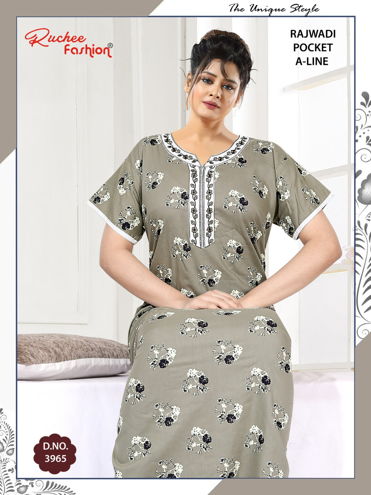 Rajwadi A-Line Ruchee Fashion Cotton Night Gowns Supplier
