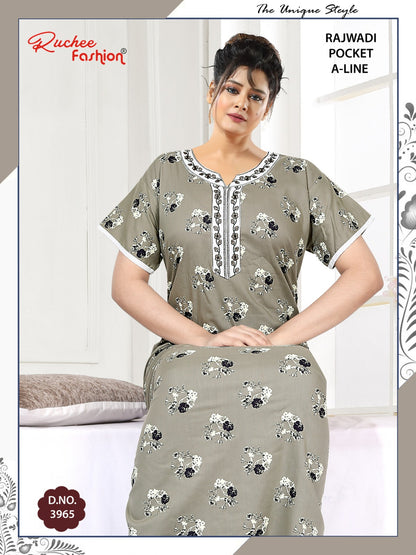 Rajwadi A-Line Ruchee Fashion Cotton Night Gowns Supplier