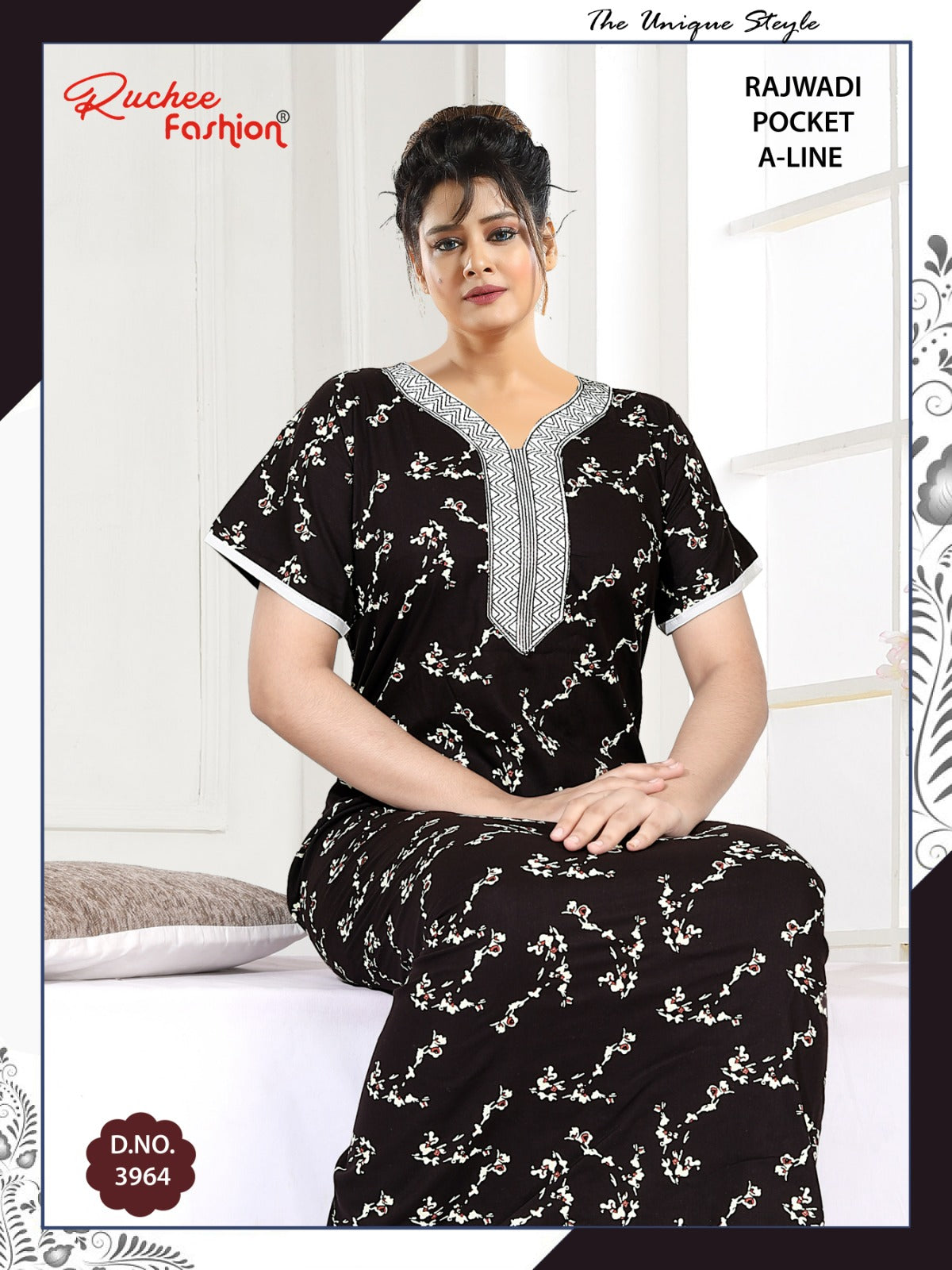 Rajwadi A-Line Ruchee Fashion Cotton Night Gowns Supplier