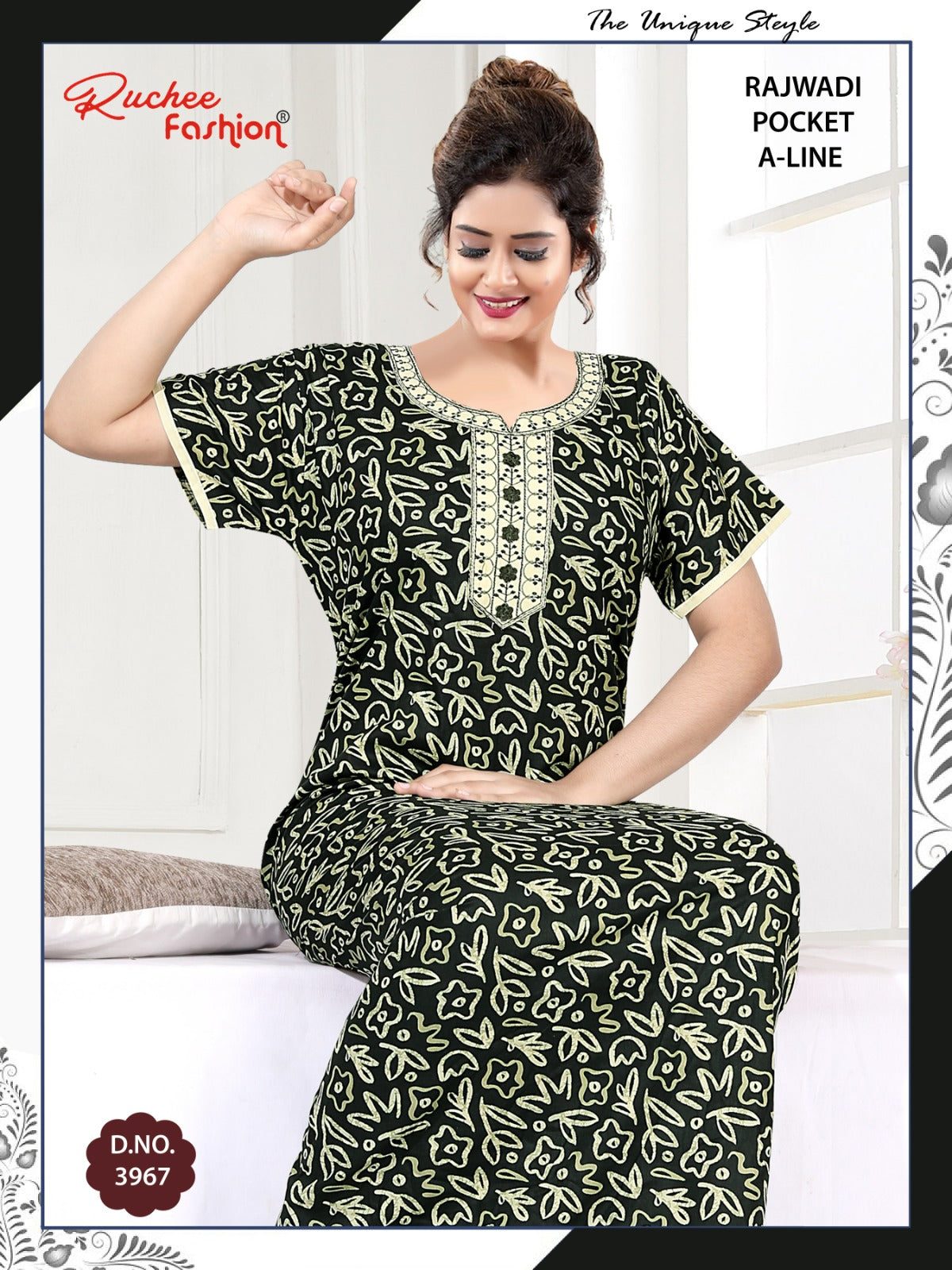 Rajwadi A-Line Ruchee Fashion Cotton Night Gowns Supplier