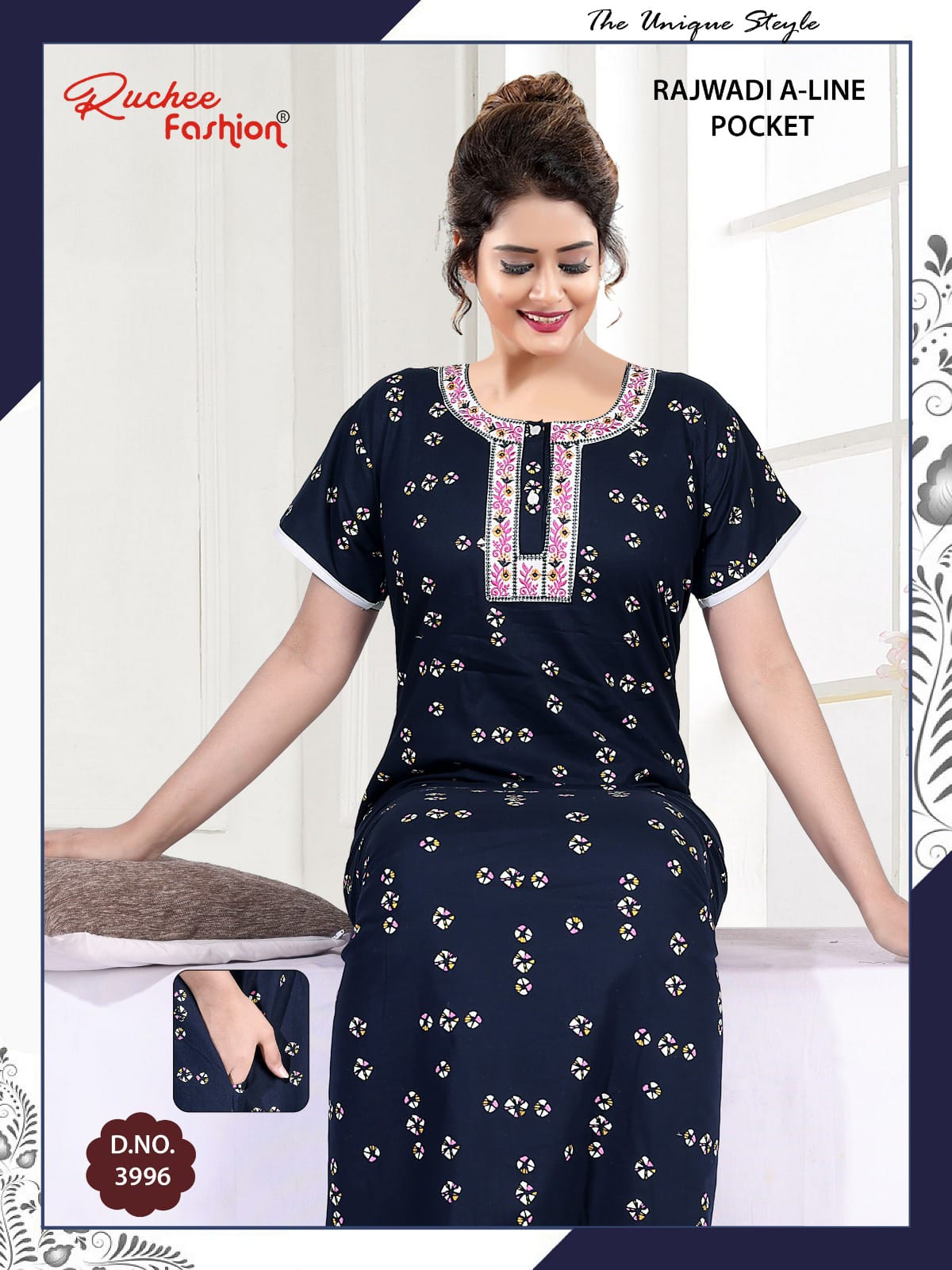Rajwadi A-Line Ruchee Fashion Cotton Night Gowns Supplier