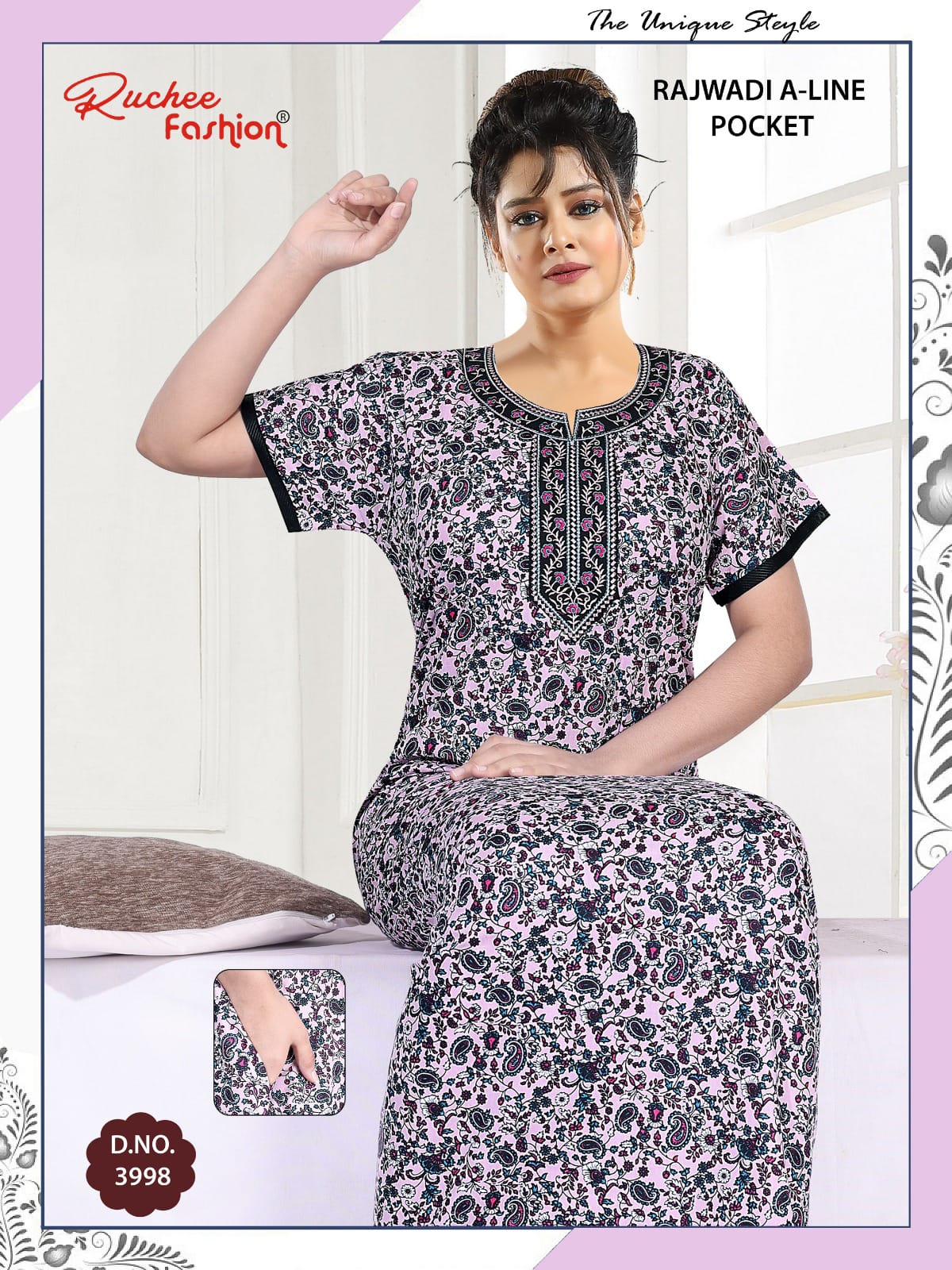 Rajwadi A-Line Ruchee Fashion Cotton Night Gowns Supplier