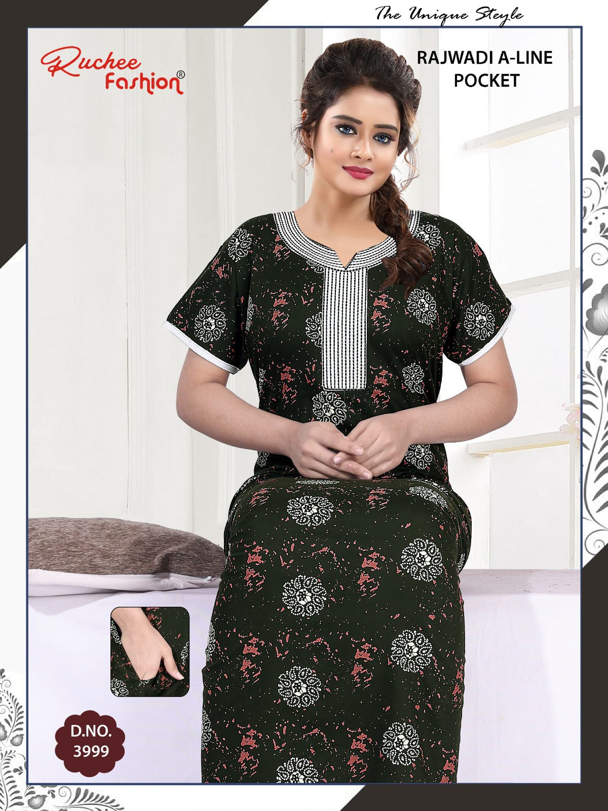 Rajwadi A-Line Ruchee Fashion Cotton Night Gowns Supplier