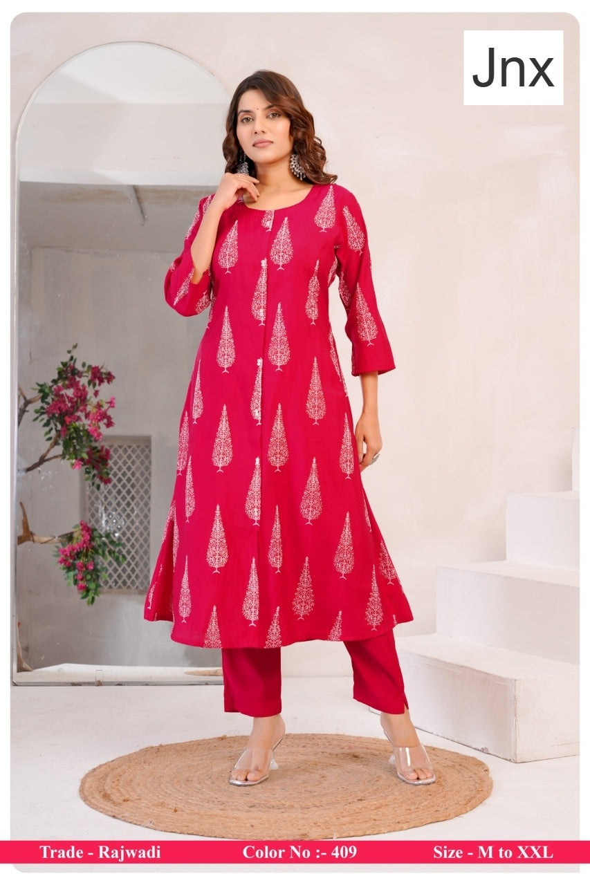 Rajwadi Jnx Roman Kurti Pant Set Wholesaler Ahmedabad