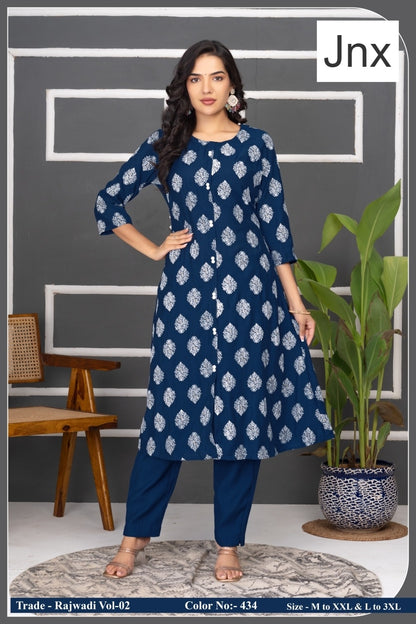 Rajwadi Jnx Roman Kurti Pant Set Wholesaler Ahmedabad