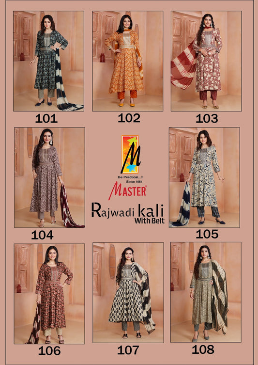 Rajwadi Kali Master Rayon Foil Readymade Pant Style Suits Supplier Gujarat