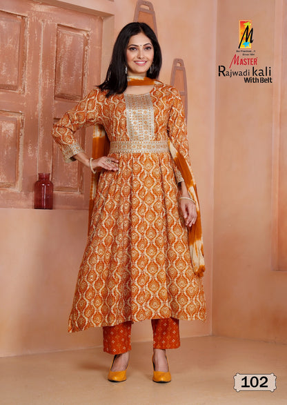 Rajwadi Kali Master Rayon Foil Readymade Pant Style Suits Supplier Gujarat