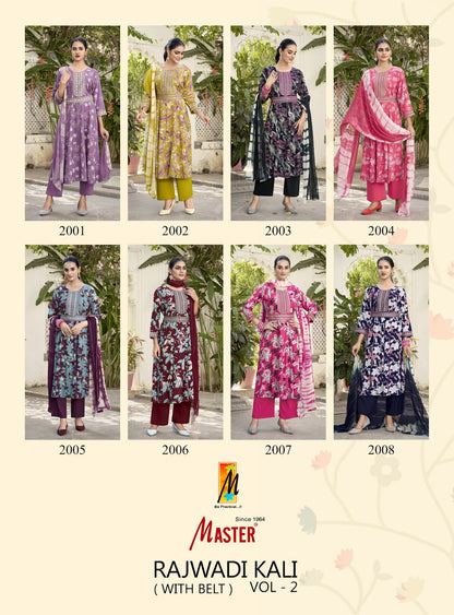 Rajwadi Kali Vol 2 Master Rayon Readymade Pant Style Suits Wholesaler India
