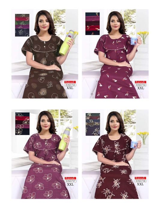 Rajwadi Kavyansika Cotton Night Gowns Wholesale
