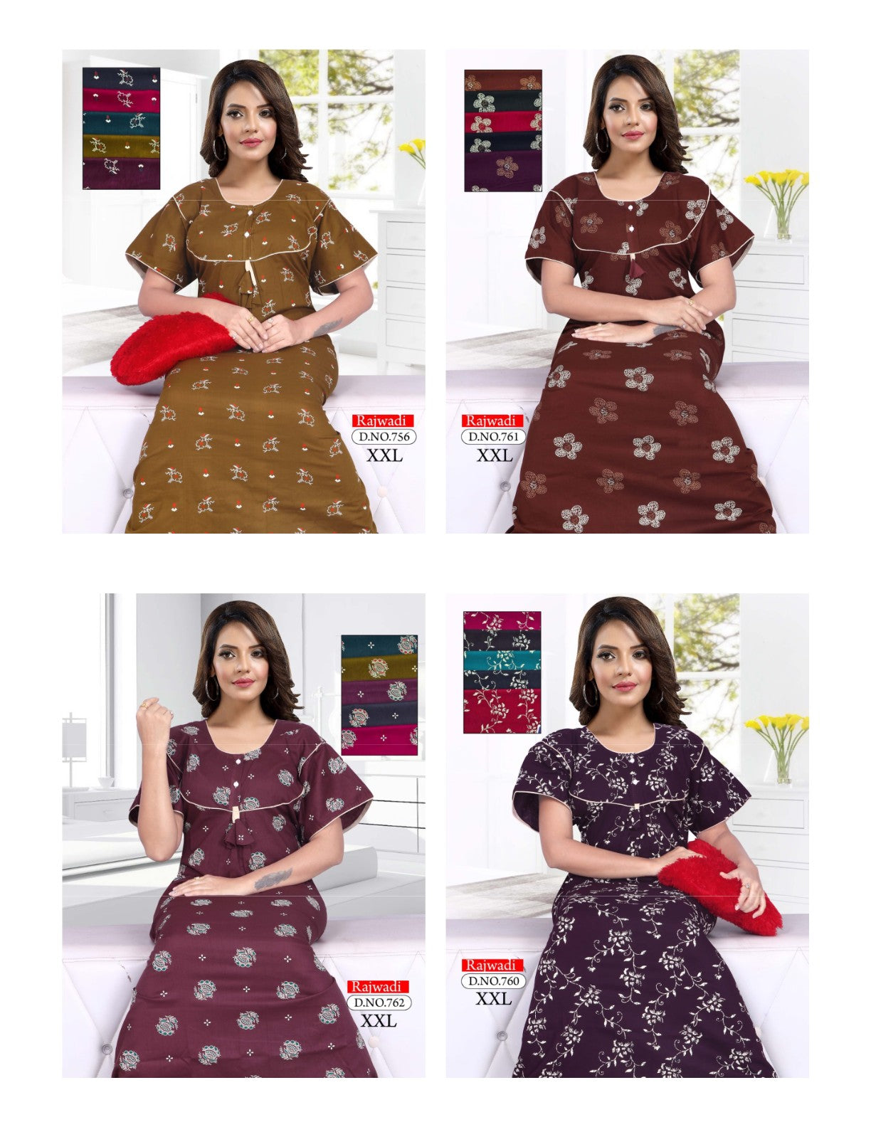 Rajwadi Kavyansika Cotton Night Gowns Wholesale