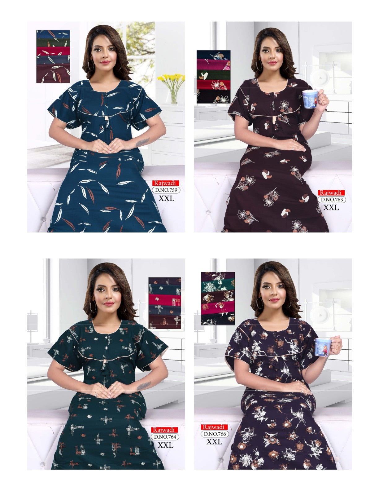 Rajwadi Kavyansika Cotton Night Gowns Wholesale