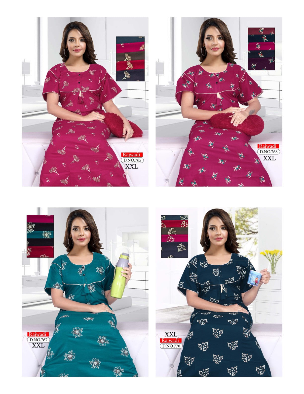 Rajwadi Kavyansika Cotton Night Gowns Wholesale