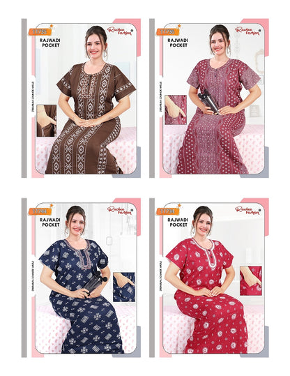 Rajwadi Pocket 2805 Ruchee Fashion Night Gowns Wholesale Price