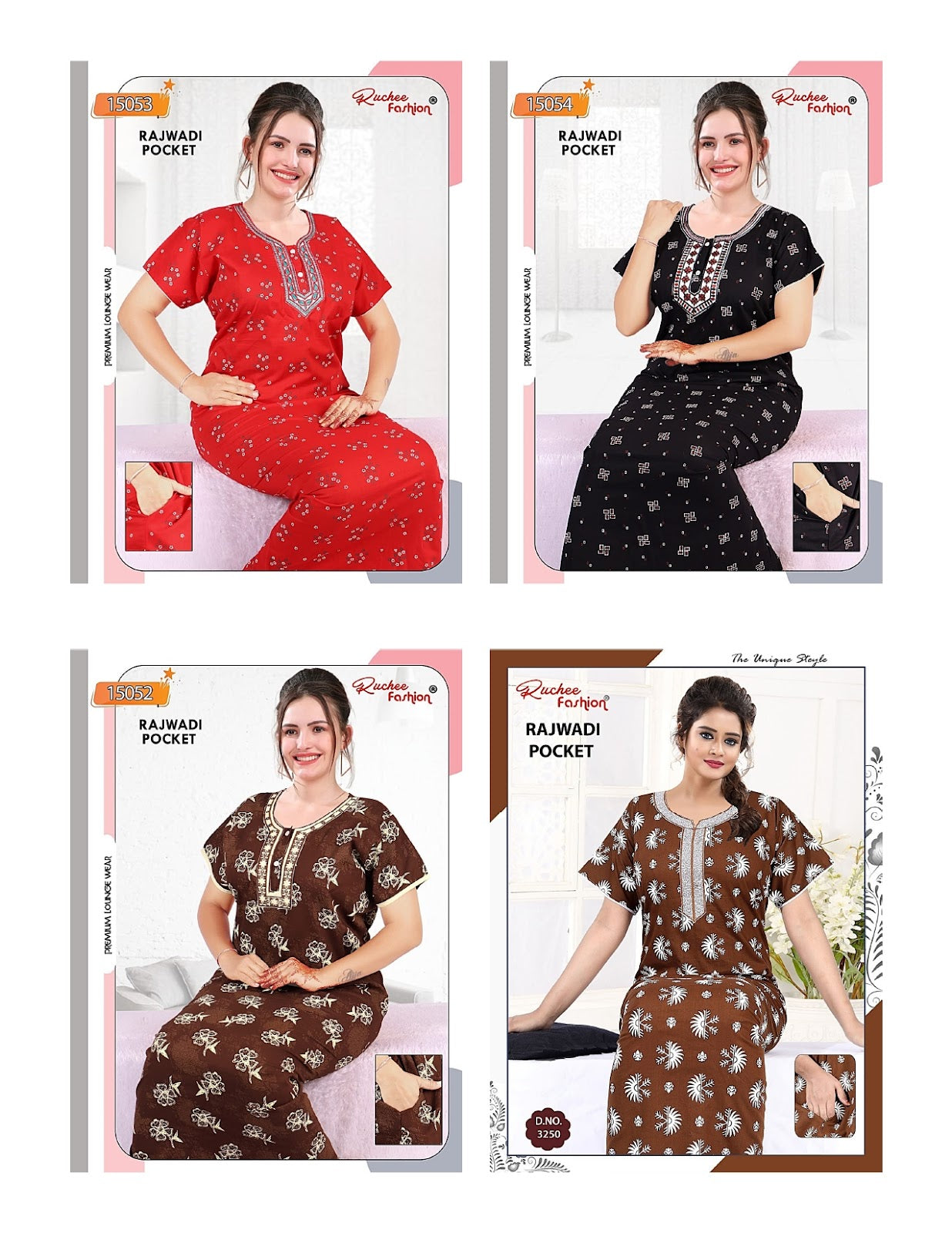 Rajwadi Pocket 2805 Ruchee Fashion Night Gowns Wholesale Price