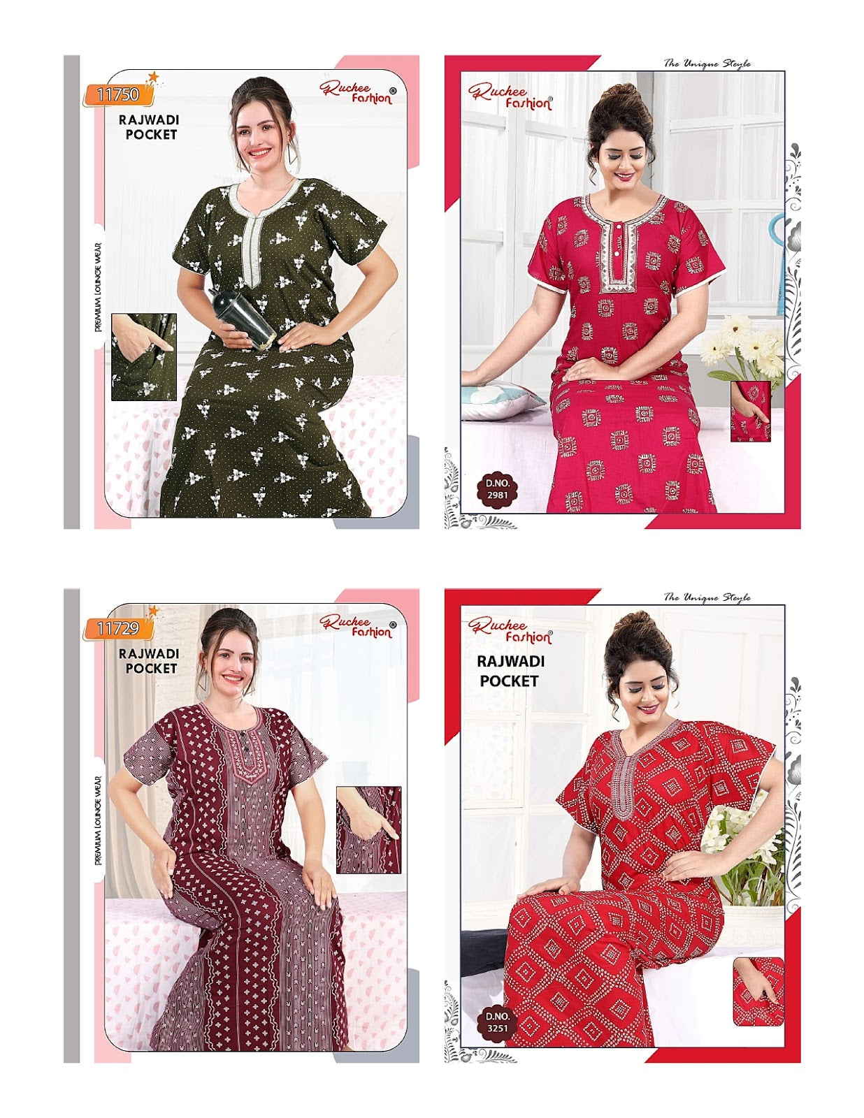 Rajwadi Pocket 2805 Ruchee Fashion Night Gowns Wholesale Price