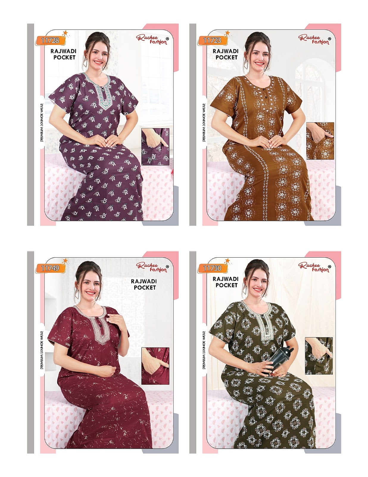 Rajwadi Pocket 2805 Ruchee Fashion Night Gowns Wholesale Price