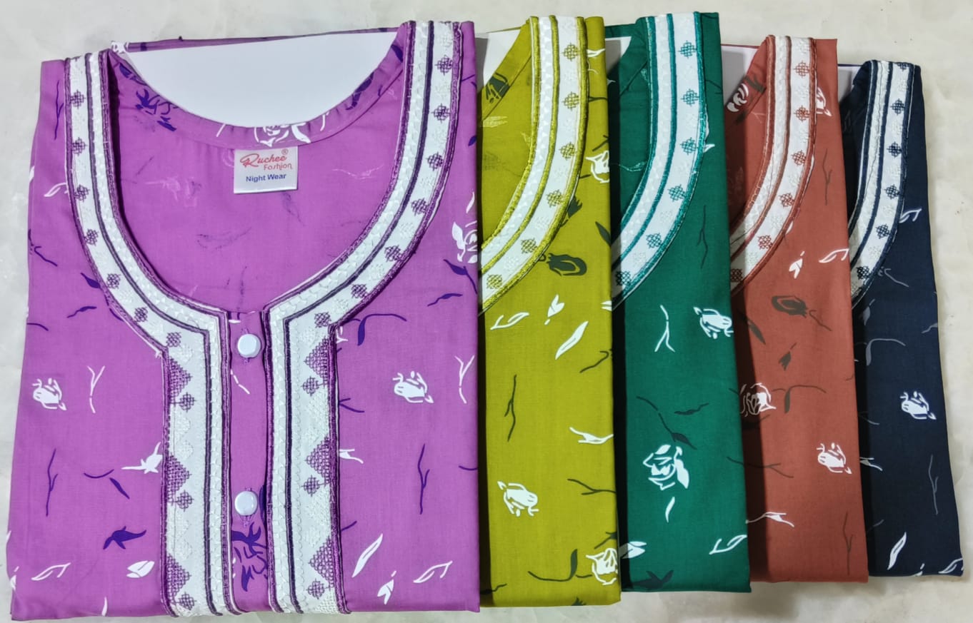 Rajwadi Pocket Ruchee Fashion Night Gowns Supplier Gujarat
