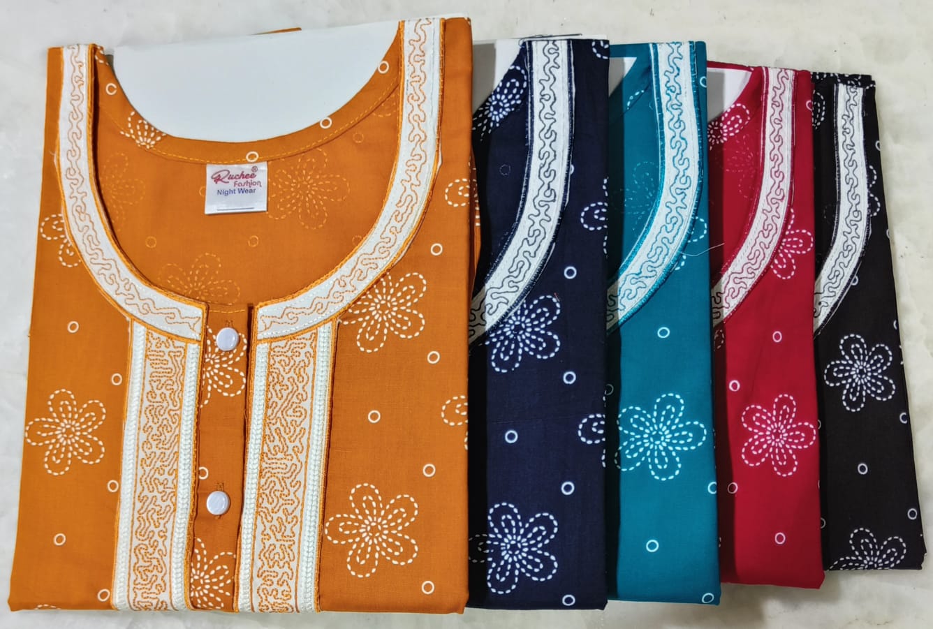 Rajwadi Pocket Ruchee Fashion Night Gowns Supplier Gujarat