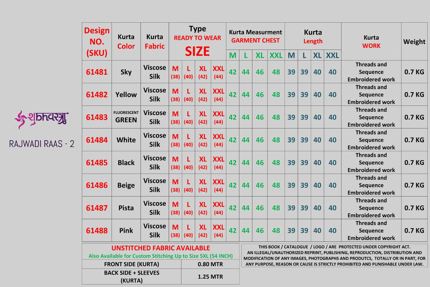 Rajwadi Raas 2 Shubhvastra Viscose Silk Mens Kurta Exporter India