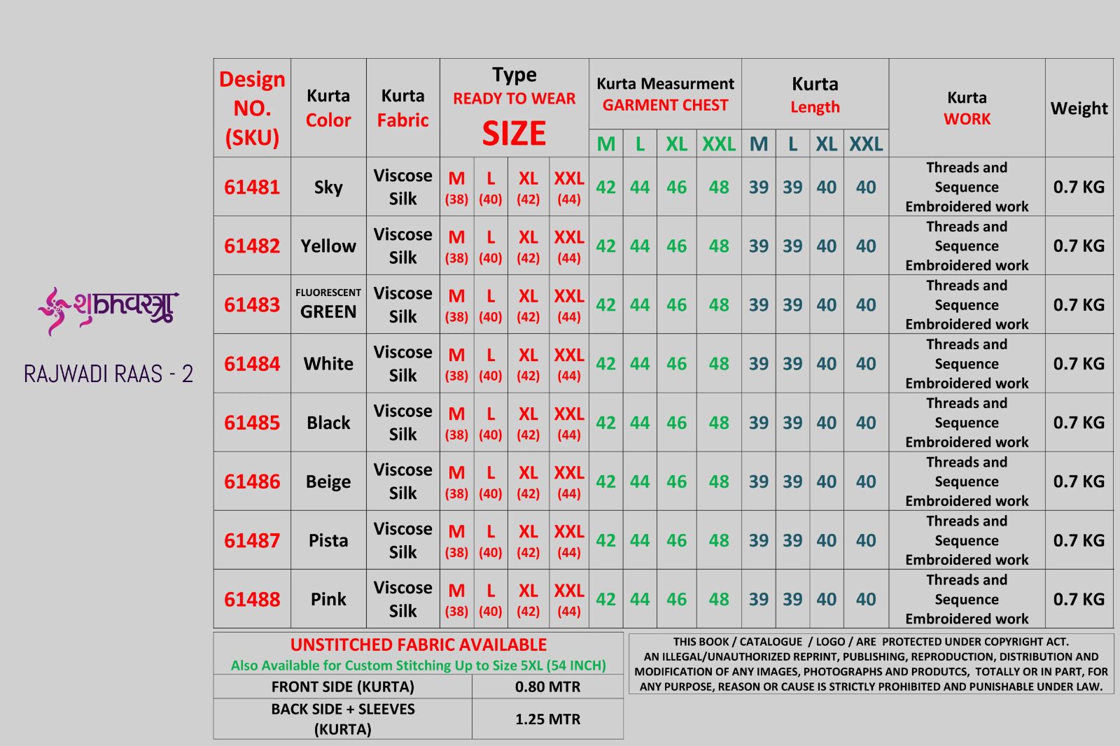 Rajwadi Raas 2 Shubhvastra Viscose Silk Mens Kurta Exporter India