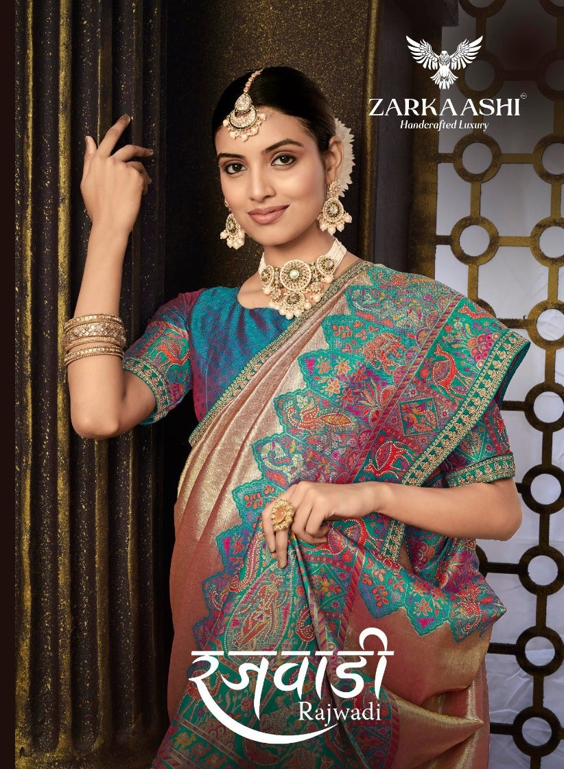 Rajwadi Zarkaashi Tissue Sarees Wholesale Price