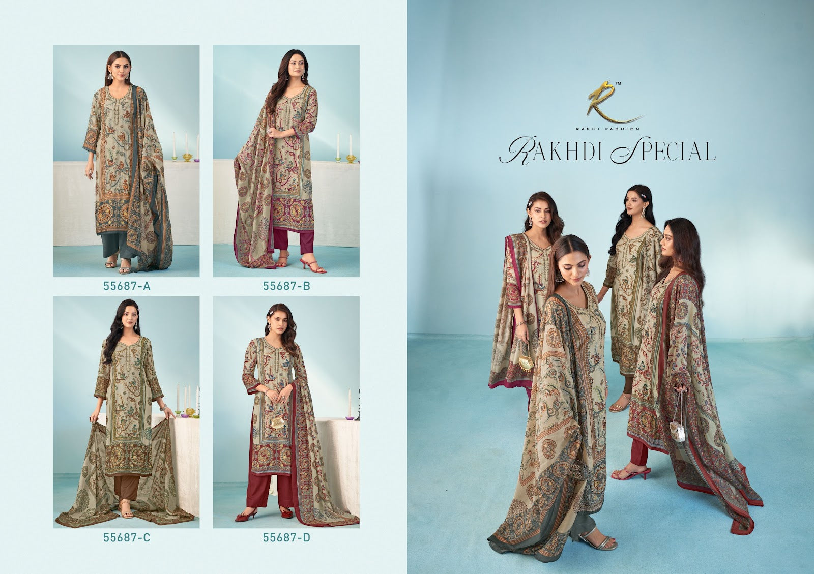 Rakhdi Special 55687 Rakhi Fashion Bemberg Pant Style Suits Wholesaler Gujarat