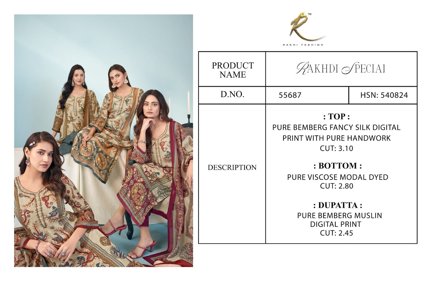 Rakhdi Special 55687 Rakhi Fashion Bemberg Pant Style Suits Wholesaler Gujarat