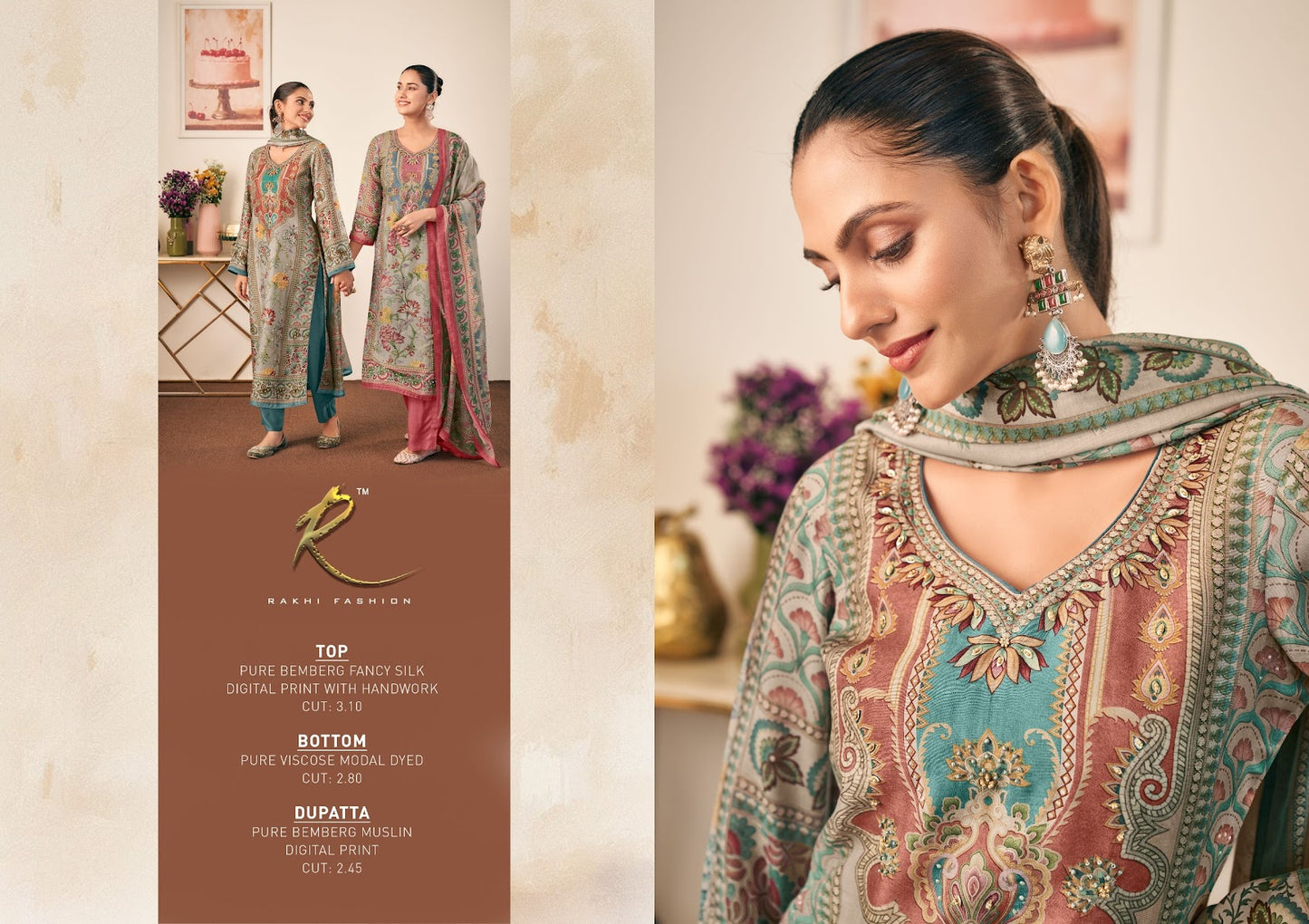 Rakhdi Special Rakhi Fashion Bemberg Pant Style Suits Wholesaler