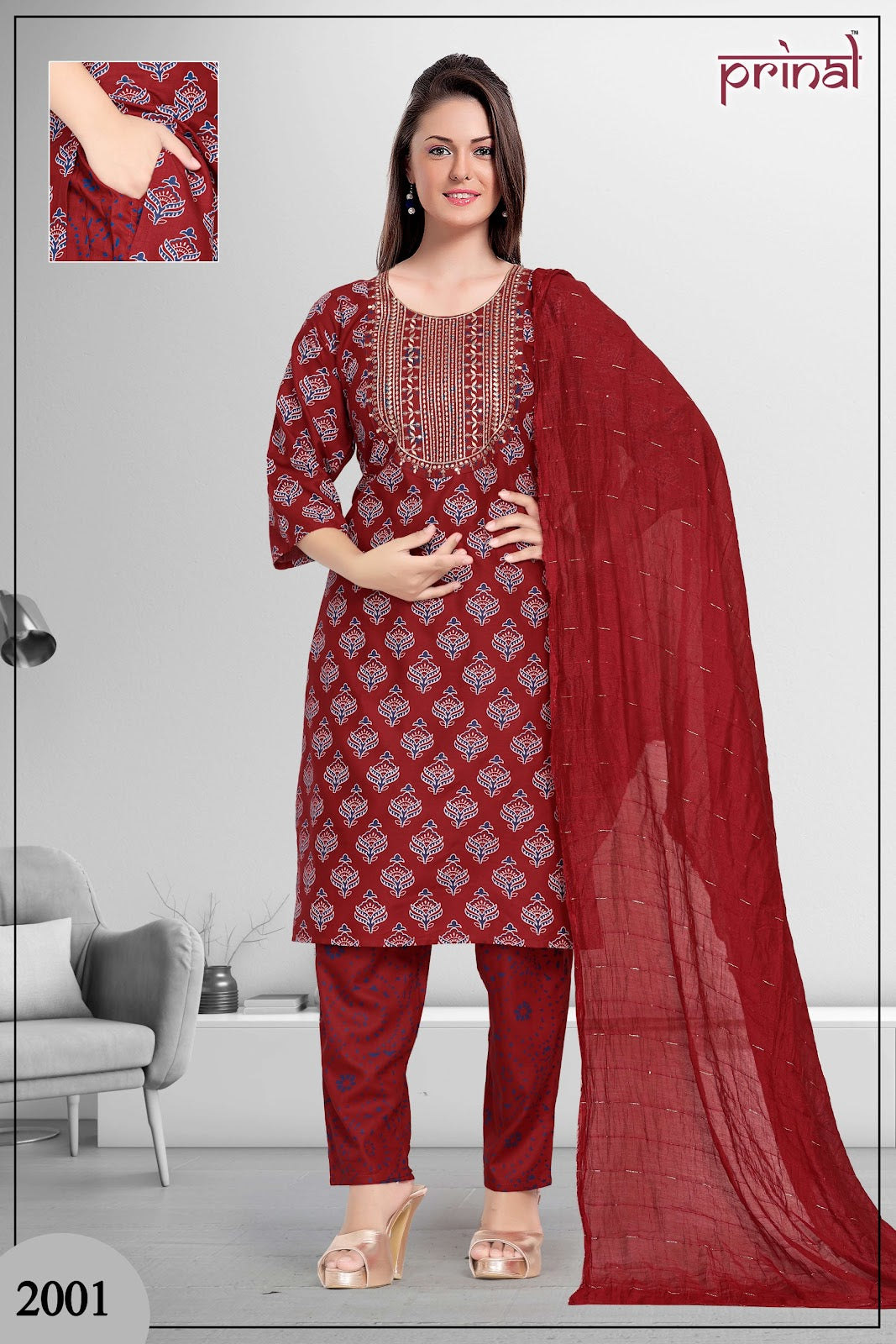 Rakhi 2 Prinal Heavy Reyon Readymade Pant Style Suits Wholesale Rate