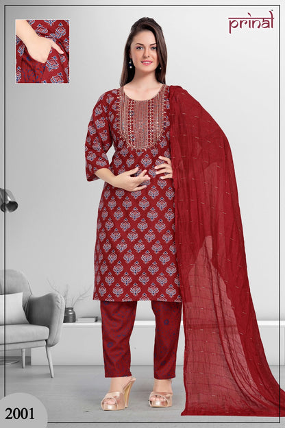 Rakhi 2 Prinal Heavy Reyon Readymade Pant Style Suits Wholesale Rate