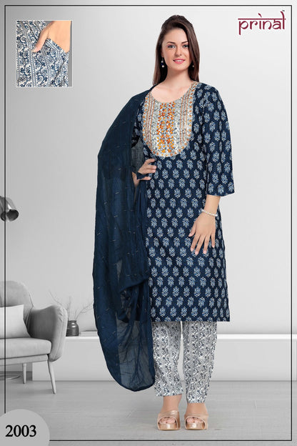 Rakhi 2 Prinal Heavy Reyon Readymade Pant Style Suits Wholesale Rate