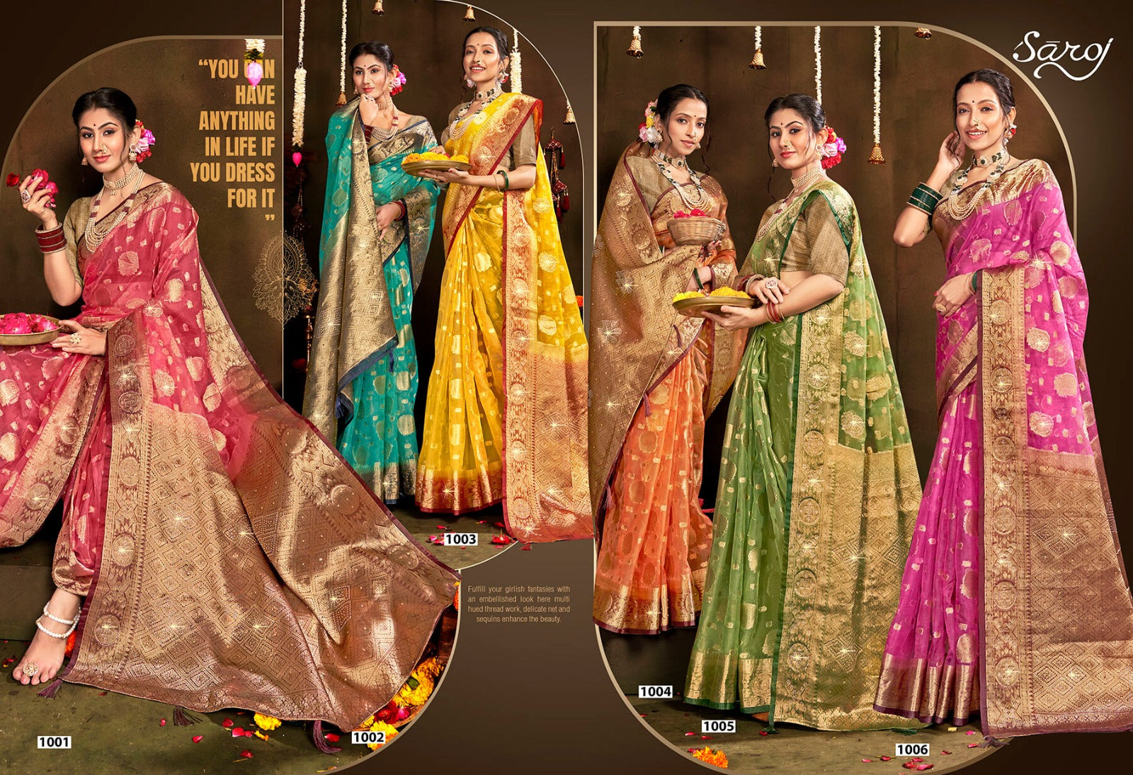 Rakhi Organza Saroski Vol 1 Saroj Sarees Wholesale Price