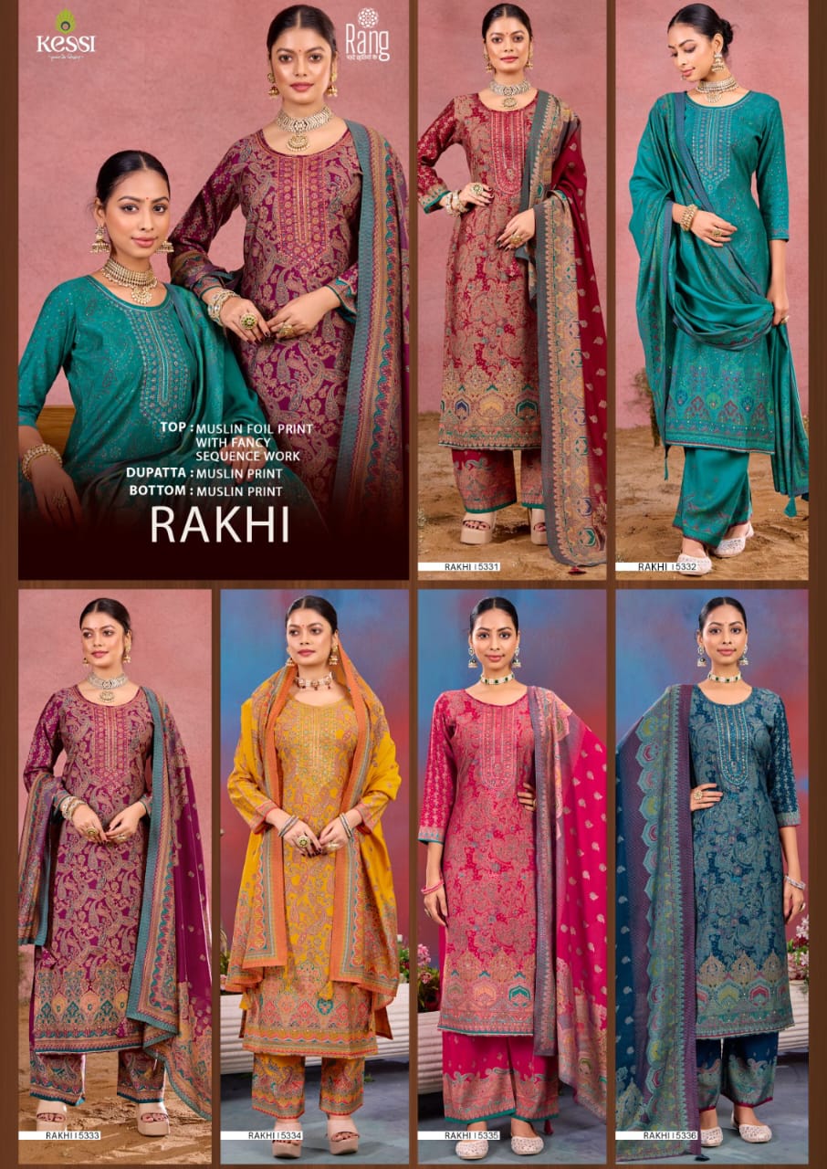 Rakhi Rang Muslin Pant Style Suits Supplier Ahmedabad